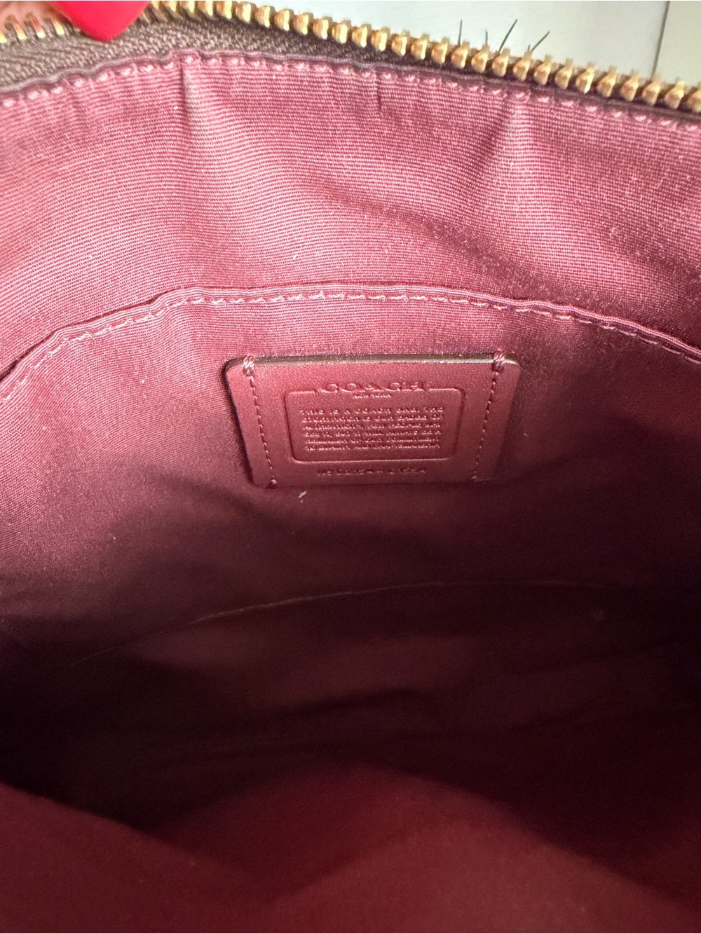 Coach Brown Signature Crossbody with Red Trim - Picture 4 of 5